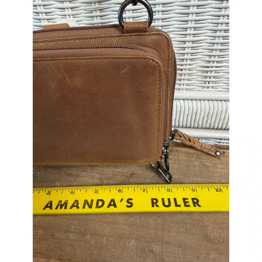 Brown Leather Concealed Carry Crossbody Bag Studded Western CCW Purse Brown - Picture 4 of 10